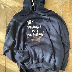 Harry Potter Patronus Dachshund Gildan Heavy Blend Navy Hoodie